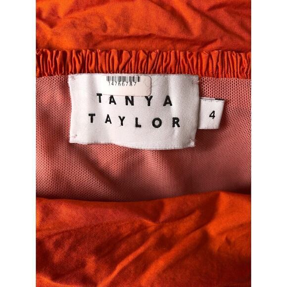 Tanya Taylor Alondra Top Off The Shoulder Puff Sleeve Blouse Tigerlily Orange 4 - Picture 8 of 11